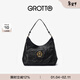 GROTTO個(gè)樂(lè )經(jīng)典黑石hobo包大小號植鞣綿羊皮腋下單肩斜挎軟包通勤禮物 經(jīng)典黑 金標L