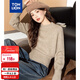 唐獅（TonLion）2025秋季新款女約圓領(lǐng)凈色長(cháng)袖套頭毛衣簡(jiǎn)約短款上衣休閑復古氣質(zhì)