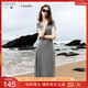 三彩2025夏季新款休閑T恤裙連衣裙短袖長(cháng)裙胸墊一體女