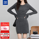 唐獅（TonLion）2025秋冬氣質(zhì)簡(jiǎn)約收腰女圓領(lǐng)連衣裙