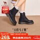 駱駝（CAMEL）馬丁靴女新款百搭革面加絨厚底休閑靴 L25W283089 黑色 39