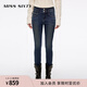 MISS SIXTY2025冬季新款復合絨牛仔褲女雙扣腰顯瘦修身小腳鉛筆褲 深藍 25