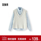 森馬（Semir）[商場(chǎng)同款]長(cháng)袖襯衫女襯衣V領(lǐng)背心2025春寬松兩件套101125105011