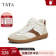 他她（TATA）加絨女鞋2025冬季新款德訓鞋女百搭輕便休閑鞋運動(dòng)鞋GHG03DM5 米白/灰/棕（絨里） 37