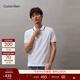 Calvin KleinJeans夏季男士珠地網(wǎng)眼商務(wù)休閑ck半拉鏈鑲邊翻領(lǐng)短袖T恤POLO衫 YAF-月光白 XL