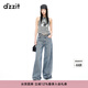 DZZIT地素牛仔闊腿褲夏季時(shí)尚潮流設計女 藍色 S