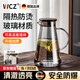 WCZ德國涼水壺玻璃冷水壺耐高溫加厚防爆食品級家庭用涼白開(kāi)大容量 煙灰錐形水壺-胡桃木蓋開(kāi) 1.8L 耐高溫-密封防側漏