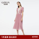 歌莉婭壓褶連衣裙女夏2025新款大方得體穿搭假兩件裙子1E4L4H3X0 02R珍珠粉 S