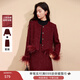 香影新年氛圍感紅色小香風(fēng)套裝2026春季新款本命年裙子兩件套女士 紅色 L