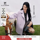 香影劉些寧同款雙面呢羊毛大衣女冬季小個(gè)子中長(cháng)紫色西裝毛呢外套 紫色 M 160/84A/95-110斤