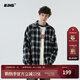BJHG不計后果秋季刺繡撞色復古格子襯衫男潮牌新款港風(fēng)寬松襯衣外套女 白藍格紋 XL