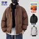 羅蒙棉服日系立領(lǐng)棉衣男士秋冬季加厚面包服衣服外套男 深咖啡 XL