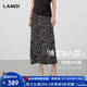 藍地（LANDI）[全場(chǎng)域]法式通勤波點(diǎn)包臀魚(yú)尾裙女長(cháng)款半身裙2025春夏新品 黑底白點(diǎn) M