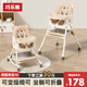 巧樂(lè )熊寶寶餐椅可折疊0-6歲嬰幼兒童成長(cháng)吃飯餐桌椅防側翻多功能學(xué)坐椅 可折疊】搖搖馬-黃油小熊【輪子+坐墊+雙餐盤(pán)+籃】