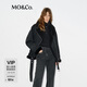 MO&Co.冬季新品外套重工洗磨棉質(zhì)黑牛機車(chē)風(fēng)腰帶夾克