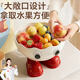 訪(fǎng)客收納盒大眼果盤(pán)多巴胺卡通大腳水果盤(pán)高腳干果水果盤(pán)創(chuàng  )意果籃 升級奶白紅腳款2套
