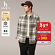 哈吉斯（HAZZYS）男裝秋冬襯衫長(cháng)袖男士外套PHIZ系列厚款保暖外搭格紋男襯衣 茶綠色OG L （175/96A 48）