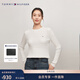 Tommy Hilfiger【復古絞花】秋冬女裝純棉肌理感圓領(lǐng)打底衫開(kāi)衫針織衫毛衣 【凈色圓領(lǐng)絞花】-  白色YBL XS （推薦：100斤以下）
