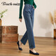 塔馳密司（touchmiss）小個(gè)子直筒牛仔褲女秋新款高腰顯瘦寬松九分煙管褲LSY 藍色 29