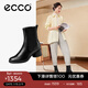 愛(ài)步（ECCO）靴子女 冬季休閑粗跟切爾西女靴皮靴 雕塑222433 HL 黑色22243301001 35
