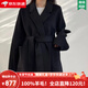 創(chuàng  )意女郎;CREATIVITY-GIRL冬季黑色雙面羊絨大衣女2024秋冬新款高級感中長(cháng)款毛呢外套赫本風(fēng) 黑色[大口袋] XS 適合106-120斤