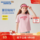 Skechers斯凱奇男女童純棉短袖T恤衫兒童夏季寬松透氣運動(dòng)上衣L225K055