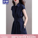 羅蒙品牌連衣裙2026夏季新款法式設計收腰遮肚顯瘦時(shí)尚名媛氣質(zhì)簡(jiǎn)約 藏青色 L 110-120