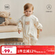 麥拉貝拉嬰兒搖粒絨連體衣春秋季保暖爬服抗靜電男女寶寶新款哈衣 米白色 90cm