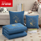 北極絨（Bejirog）純棉抱枕被子二合一100%全棉刺繡兩用被子辦公室午睡枕汽車(chē)靠墊禮 全棉梅花鹿-寶石藍 45x45cm展開(kāi)120x160cm