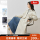對白（DUIBAI）法式高級感中長(cháng)款風(fēng)衣外套女2026春新款復古寬松慵懶純棉上衣 淺卡其 L