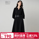 晚白【新品】2026春季收腰顯瘦V領(lǐng)赫本風(fēng)裙子氣質(zhì)高級感系腰帶連衣裙 黑色 M