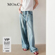 MO&Co.【臟臟褲】牛仔褲低腰含桑蠶絲寬松闊腿長(cháng)褲摩安珂 牛仔藍色 XXS 24