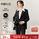 尚都比拉休閑通勤西裝外套女春秋寬松外套高級感穿搭小西服 黑色 L 