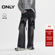 ONLY2025夏季新款層次破洞長(cháng)褲寬松直筒褲牛仔褲女|125332113 J09深牛仔灰色 XS XS標準褲長(cháng)
