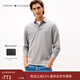 Tommy Hilfiger【純色修身】秋冬男裝商務(wù)休閑通勤小繡標翻領(lǐng)長(cháng)袖T恤POLO衫 深灰色P91 M