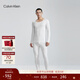 Calvin Klein【CK熱引力保暖內衣】秋冬ck排汗透氣發(fā)熱秋衣秋褲套裝 男士套裝-100-淺灰白 L +L