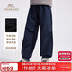 英氏（YEEHOO）兒童加絨褲子男女童工裝褲中大童裝戶(hù)外運動(dòng)寬松冬裝 深藍  160