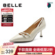 百麗（Belle）時(shí)尚百搭高跟鞋女商場(chǎng)同款舒適牛皮細跟單鞋BKR03AQ4 米白 38 (240mm)