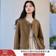 香影（xiangying）新中式國風(fēng)純羊毛短外套女2026春季新款盤(pán)扣小個(gè)子雙面呢大衣 駝色V641674 S