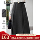 百圖betu女裝冬季新款半身裙時(shí)髦復古人字紋高腰半身裙女2311T97 深灰 L