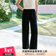 金三塔重磅真絲長(cháng)腿神褲 桑蠶絲涼感寬松舒適直筒長(cháng)褲 墨云縐影 L