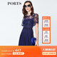 PORTS寶姿  春夏新品女裝蕾絲拼接百褶吊帶內襯連衣裙LN8D081HWP020 天蝕藍 XS (2)