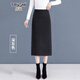 唐謎毛呢西裝半身裙女秋冬2025新款高腰通勤包臀裙中長(cháng)款后開(kāi)叉一步裙 毛呢-深灰色-長(cháng)款70CM起 L (28) 【105-115斤】