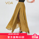 VOA真絲重磅30姆米香檳黃紐扣立體褶皺不對稱(chēng)百搭桑蠶絲半身裙 CE96 香檳黃（Y4） M