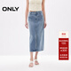 ONLY夏季通勤風(fēng)時(shí)尚開(kāi)叉中長(cháng)款牛仔半身裙女|124237018 J33 350水洗牛仔藍 S 160/64A