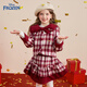 迪士尼拜年服女童冬季保暖套裝2026新款兒童紅色外套百褶裙兩件套過(guò)年服