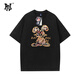 PNJ2026新款夏季純棉短袖T恤潮流寬松時(shí)尚可愛(ài)兔子印花百搭男女款 黑色 L