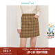 茵曼（INMAN）【商場(chǎng)同款】復古撞色小A短裙2025春秋女裝新款百搭格紋半身裙 咖啡色 M