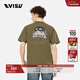 EVISU福神 男士探險佛頭口號海鷗印花商標刺繡寬松短袖T恤 軍綠色 S 【超寬松可選小1-2個(gè)尺碼】