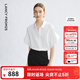 朗姿荷葉短袖翻領(lǐng)寬松白襯衫復古風(fēng)高級感2025年夏季新款通勤上衣 白色 M